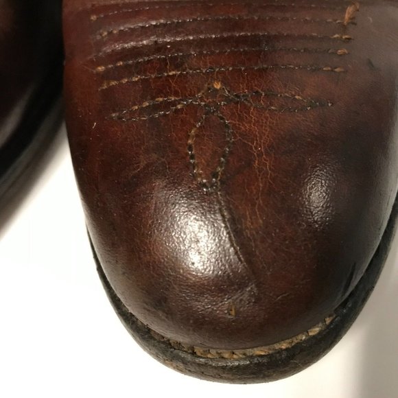 Double H Mens Brown Leather Western Heeled Boots Size 9.5D U.S.A. - Picture 7 of 12